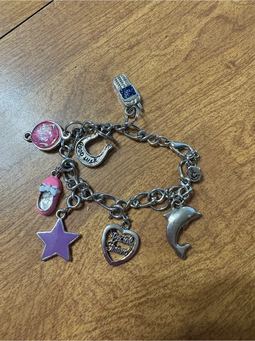 Y2K Claires Silver Charm Bracelet with 7 charms